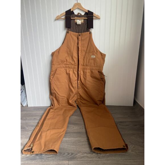 CE Schmidt Overalls Mens X-Large Short Insulated Bibs Workwear BrownZip-up Sides - Picture 1 of 8